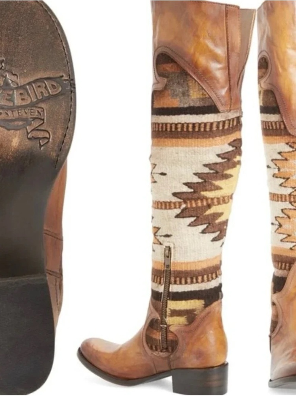Freebird by Steven Sun Boots Southwestern Over the Knee Boots Size 8 - Picture 3 of 10